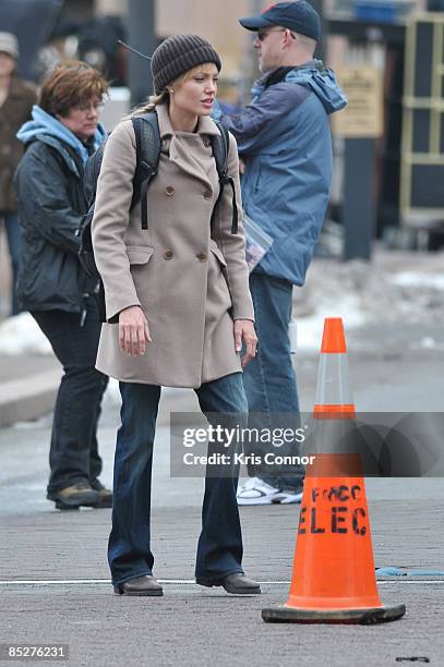 Angelina Jolie is seen on location for "Salt" at L'Enfant Plaza on March 6, 2009 in Washington, DC.