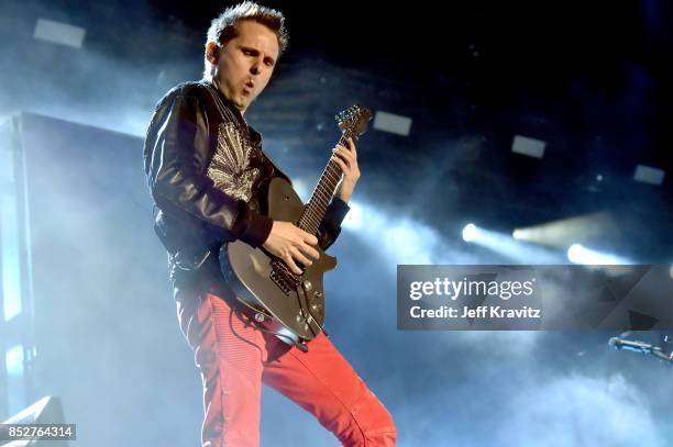 Matt Bellamy of Muse performs on Downtown Stage during day 2 of the 2017 Life Is Beautiful Festival on September 23, 2017 in Las Vegas, Nevada.