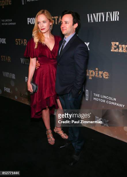 Caitlin Mehner and Danny Strong attend "Empire" & "Star" Celebrate FOX's New Wednesday Night - Red Carpet at One World Observatory on September 23,...