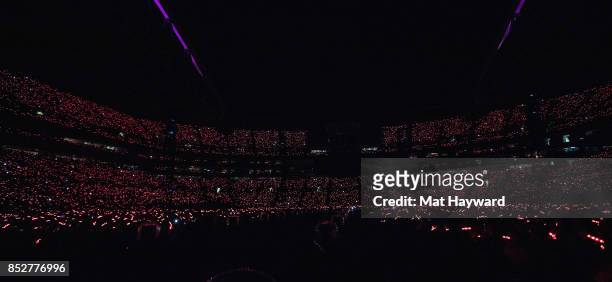 General view of the audience as Coldplay performs at CenturyLink Field on September 23, 2017 in Seattle, Washington.