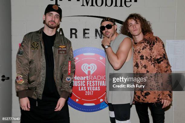 Matthew Russell, and Trevor Dahl of Cheat Codes attend the 2017 iHeartRadio Music Festival at T-Mobile Arena on September 23, 2017 in Las Vegas,...