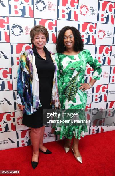 Valerie Jarrett and Shonda Rhimes attends the Los Angeles LGBT Center's 48th Anniversary Gala Vanguard Awards at The Beverly Hilton Hotel on...