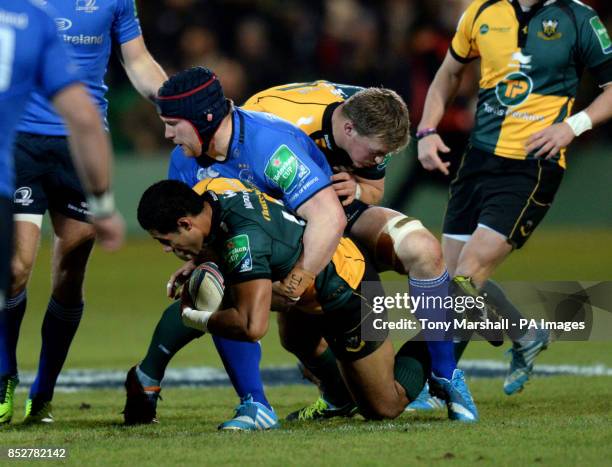 Northampton Saints' Ken Pisi is tackled by Leinster's Sean O'Brien during the Heineken Cup match at Franklins Gardens, Northampton.