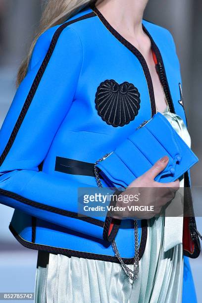 Model walks the runway at the Marco de Vicenzo Ready to Wear Spring/Summer 2018 fashion show during Milan Fashion Week Spring/Summer 2018 on...