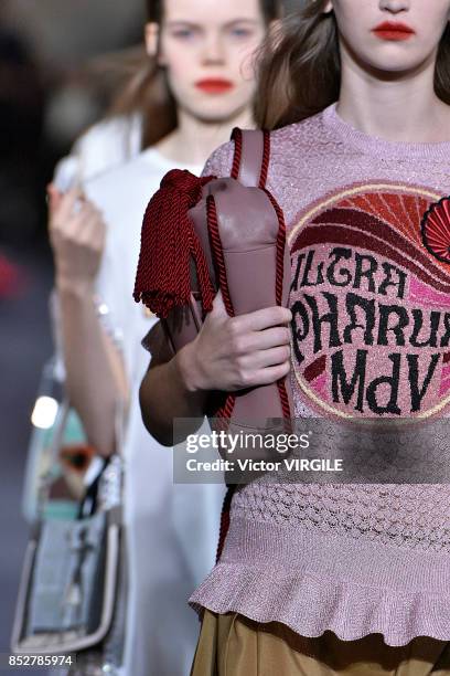 Model walks the runway at the Marco de Vicenzo Ready to Wear Spring/Summer 2018 fashion show during Milan Fashion Week Spring/Summer 2018 on...