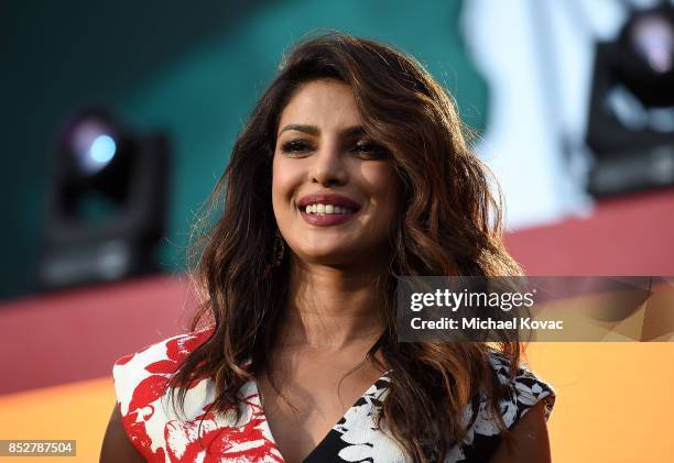 Actor Priyanka Chopra presents onstage during the 2017 Global Citizen Festival in Central Park to End Extreme Poverty by 2030 at Central Park on...