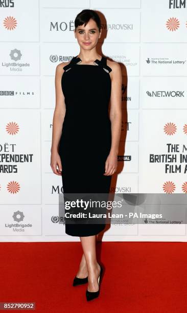 Felicity Jones at the 16th annual Moet British Independent Film Awards at the Old Billingsgate Market in the City of London.