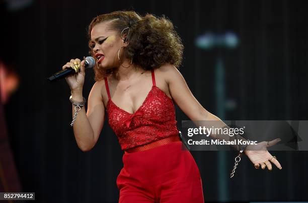Singer Andra Day performs onstage during the 2017 Global Citizen Festival in Central Park to End Extreme Poverty by 2030 at Central Park on September...