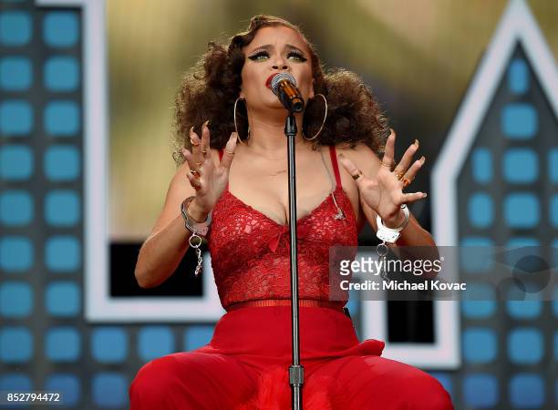 Singer Andra Day performs onstage during the 2017 Global Citizen Festival in Central Park to End Extreme Poverty by 2030 at Central Park on September...