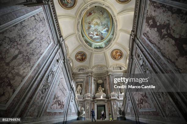 The entrance, with the staircase, of the Royal Palace of Caserta. Built by the architect Vanvitelli, the historic owners were the Bourbon of Naples.