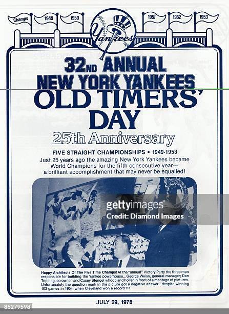 The cover of the program for the annual Old Timers' Day ceremonies held prior to a regular season game on July 29. 1978 between the Minnesota Twins...