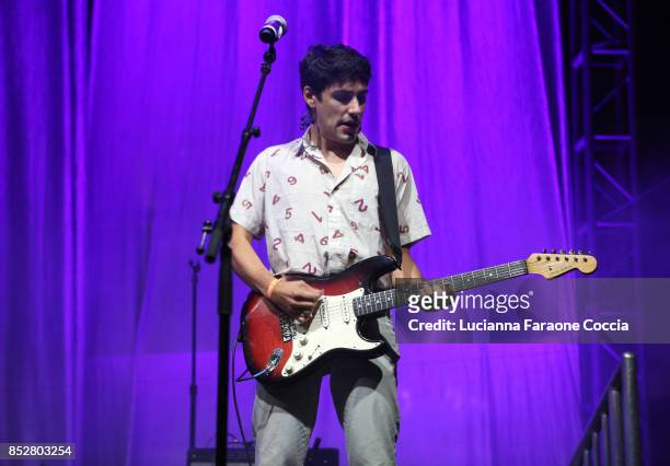 Joey La Neve DeFrancesco of 'Downtown Boys' performs onstage at The Broad on September 23, 2017 in Los Angeles, California.