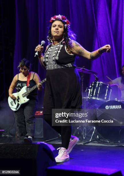 Victoria Ruiz of 'Downtown Boys' performs onstage at The Broad on September 23, 2017 in Los Angeles, California.