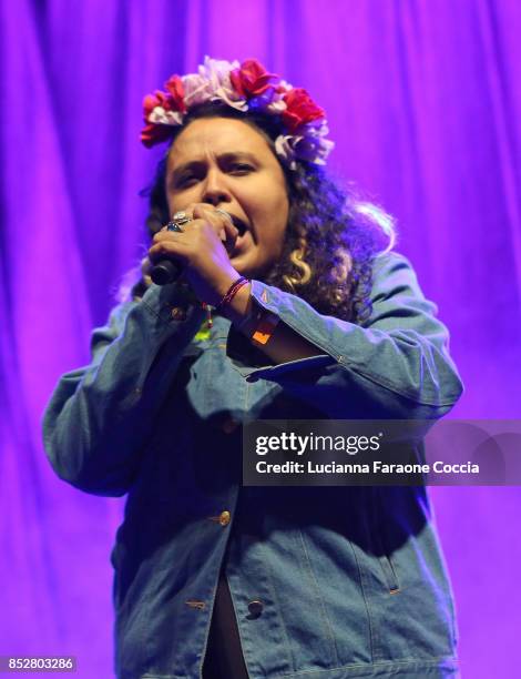 Victoria Ruiz of 'Downtown Boys' performs onstage at The Broad on September 23, 2017 in Los Angeles, California.