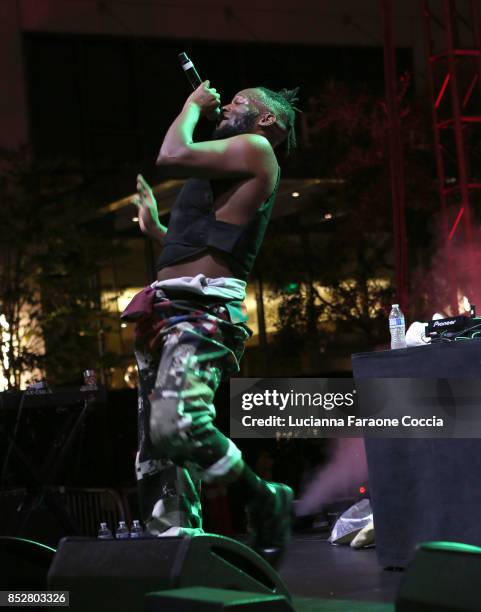 Rapper Zebra Katz performs onstage at The Broad on September 23, 2017 in Los Angeles, California.