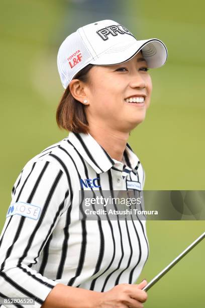 Erina Hara of Japan smiles during the final round of the Miyagi TV Cup Dunlop Ladies Open 2017 at the Rifu Golf Club on September 24, 2017 in Rifu,...