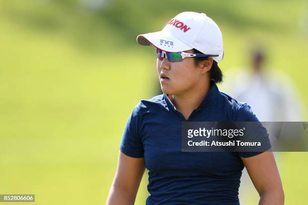 Nasa Hataoka of Japan looks on during the final round of the Miyagi TV Cup Dunlop Ladies Open 2017 at the Rifu Golf Club on September 24, 2017 in...