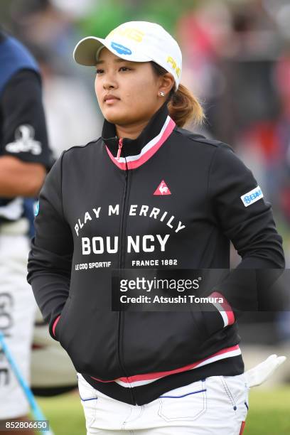 Ai Suzuki of Japan looks on during the final round of the Miyagi TV Cup Dunlop Ladies Open 2017 at the Rifu Golf Club on September 24, 2017 in Rifu,...