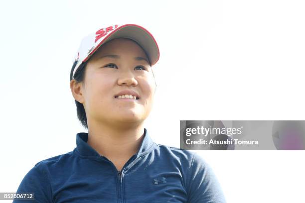 Nasa Hataoka of Japan smiles after winning the Miyagi TV Cup Dunlop Ladies Open 2017 at the Rifu Golf Club on September 24, 2017 in Rifu, Miyagi,...