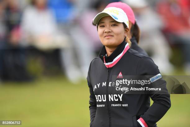 Ai Suzuki of Japan smiles during the final round of the Miyagi TV Cup Dunlop Ladies Open 2017 at the Rifu Golf Club on September 24, 2017 in Rifu,...