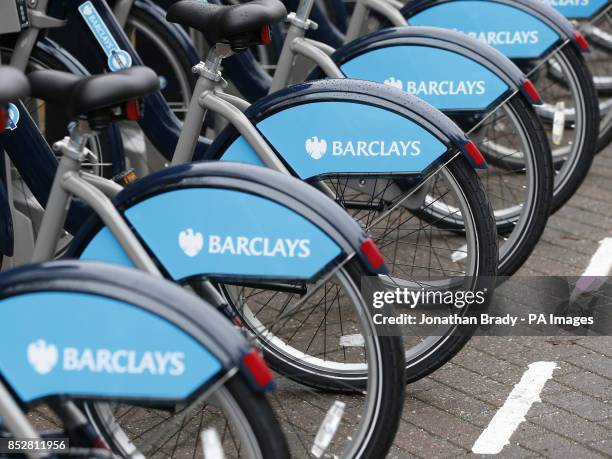 General view at Wandsworth Bridge at the launch of the expansion of the Barclays Cycle Hire scheme to Wandsworth Town, south London.