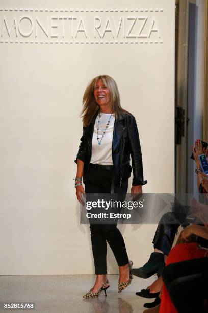 Model walks the runway at the Simonetta Ravizza show during Milan Fashion Week Spring/Summer 2018 on September 23, 2017 in Milan, Italy.