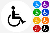 Wheelchair Disability on Flat Round Button