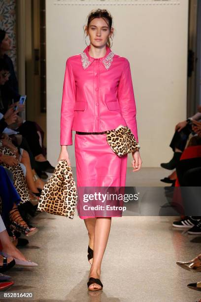 Model walks the runway at the Simonetta Ravizza show during Milan Fashion Week Spring/Summer 2018 on September 23, 2017 in Milan, Italy.