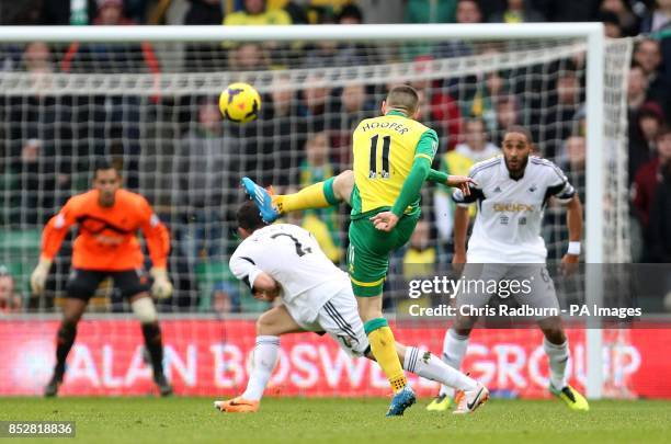 Norwich City's Gary Hooper scores their first goal of the game