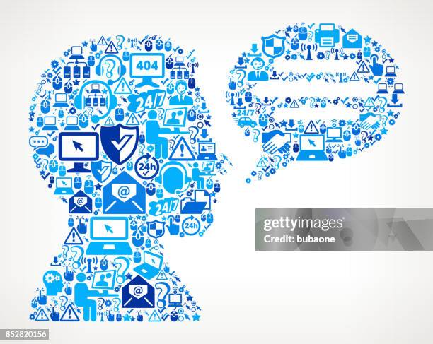 man & chatbubble tech support vector icon pattern - shielding face stock illustrations