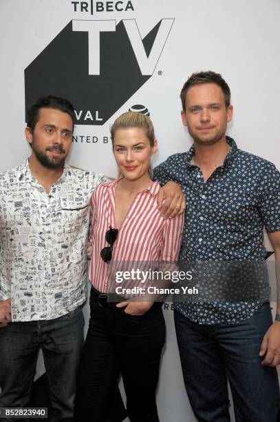 Mike Piscitelli, Rachel Taylor and Patrick J Adams attend "Pillow Talk" premiere during Tribeca TV Festival at Cinepolis Chelsea on September 23,...