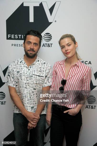 Mike Piscitelli and Rachel Taylor attend "Pillow Talk" premiere during Tribeca TV Festival at Cinepolis Chelsea on September 23, 2017 in New York City