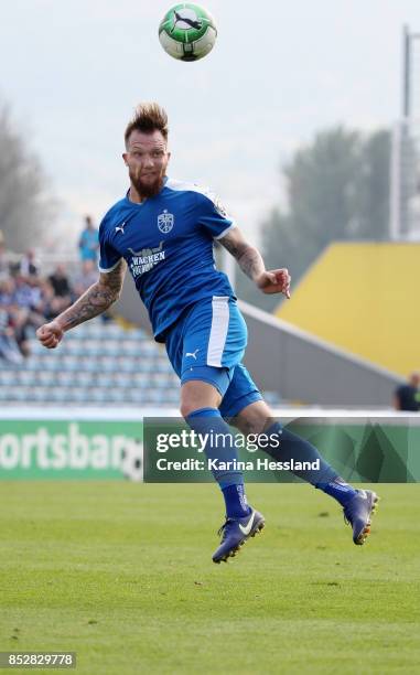 Jan Loehmannsroeben of Jena during the 3.Liga match between FC Carl Zeiss Jena and SC Preussen Muenster at Ernst-Abbe Sportfeld on September 23, 2017...