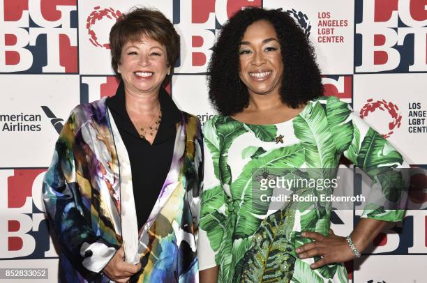 Valerie Jarrett and Shonda Rhimes attend Los Angeles LGBT Center's 48th Anniversary Gala Vanguard Awards at The Beverly Hilton Hotel on September 23,...