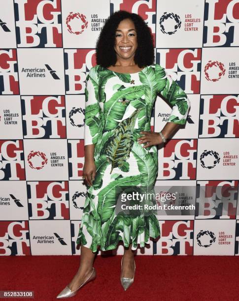 Actress Shonda Rhimes attends Los Angeles LGBT Center's 48th Anniversary Gala Vanguard Awards at The Beverly Hilton Hotel on September 23, 2017 in...