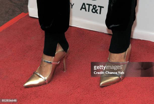 Jessica Lucas, shoe detail, attends 'Gotham' sneak peek during Tribeca TV Festival at Cinepolis Chelsea on September 23, 2017 in New York City