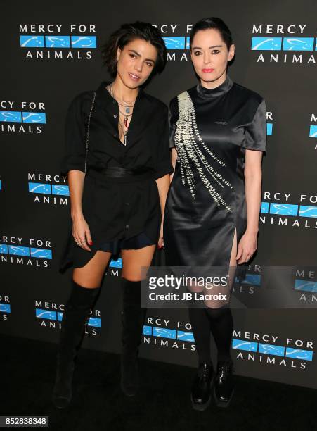 Carolina Levi and Rose McGowan attend the Mercy For Animals' Annual Hidden Heroes Gala on September 23, 2017 in Los Angeles, California.