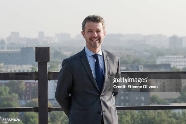 Crown Prince Frederik of Denmark poses for a picture on the terrace of the Gehua Plaza after the signing ceremony between Danish and Chinese...