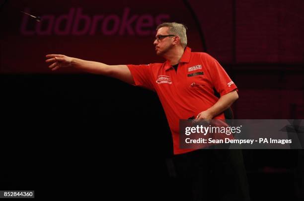 Tomas Seyler during day seven of The Ladbrokes World Darts Championship at Alexandra Palace, London.