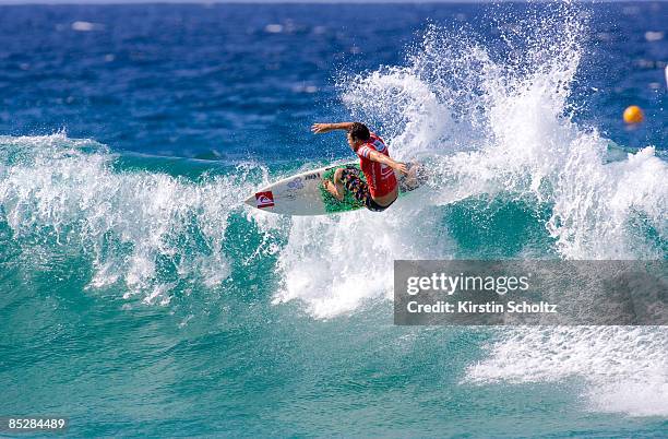 Dane Reynolds of the United States of America surfs to victory during round 2 of the Quiksilver Pro Gold Coast presented by LG Mobile on March 7,...