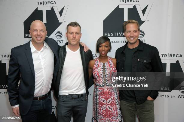 Beau Bauman, Rawson Marshall Thurber, Samira Wiley and Ryan Hansen attend "Ryan Hansen Solves Crimes On Television" premiere during Tribeca TV...