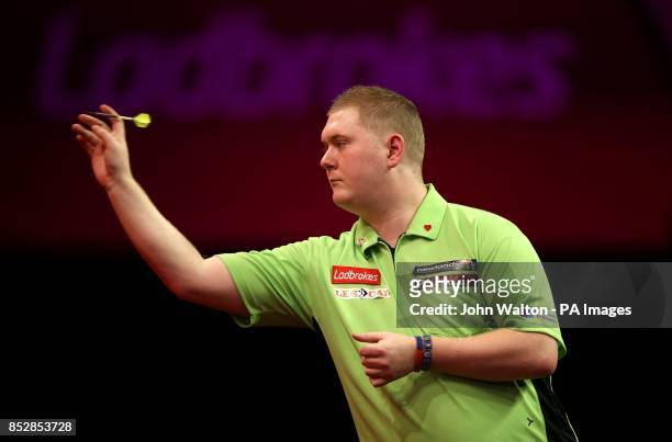 Ricky Evans during his match against Mervyn King during day eleven of The Ladbrokes World Darts Championship at Alexandra Palace, London.