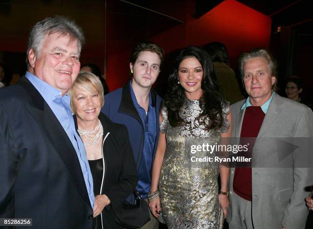 Joel and Jo Ann Douglas, Cameron Douglas, actress Catherine Zeta-Jones and actor Michael Douglas attend the premiere of Kirk Douglas' one man show...