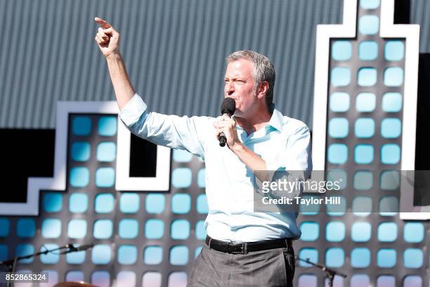 Bill de Blasio speaks during the 2017 Global Citizen Festival at The Great Lawn of Central Park on September 23, 2017 in New York City.