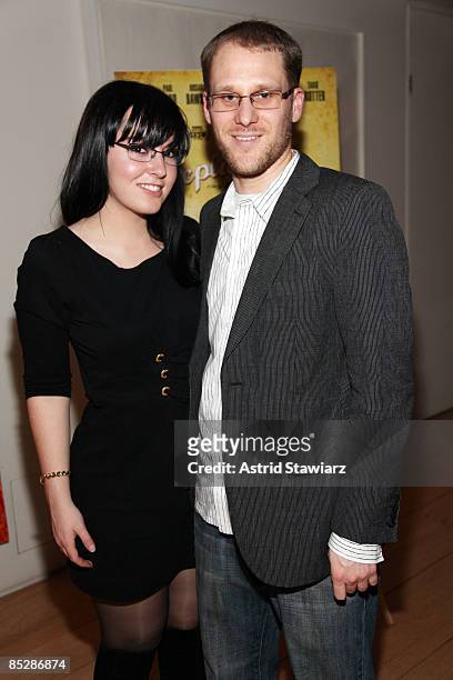 Tim Dowlin and Aubrie Costello attend the after party for the New York premiere of "Explicit Ills" at Mangusta Productions on March 6, 2009 in New...