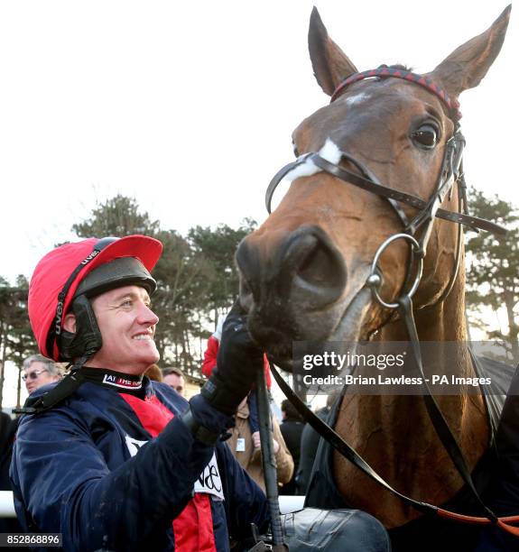 Barry Geraghty with Bobs Worth after winning the Lexus Steeplechase during day three of the Leopardstown Christmas Festival at Leopardstown...