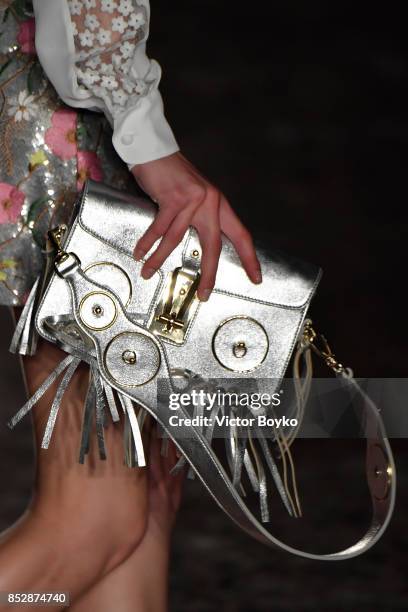 Model walks the runway at the Piccione.Piccione show during Milan Fashion Week Spring/Summer 2018 on September 24, 2017 in Milan, Italy.