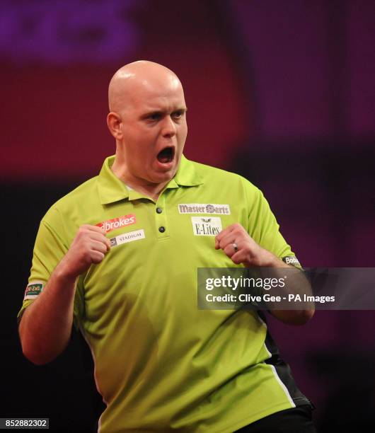 Michael Van Gerwen during the Final of The Ladbrokes World Darts Championship at Alexandra Palace, London.