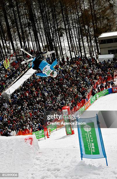 Deneen Patrick of United States of America takes 1st place during the FIS Freestyle World Championships - Men's Moguls event on March 07, 2009 in...