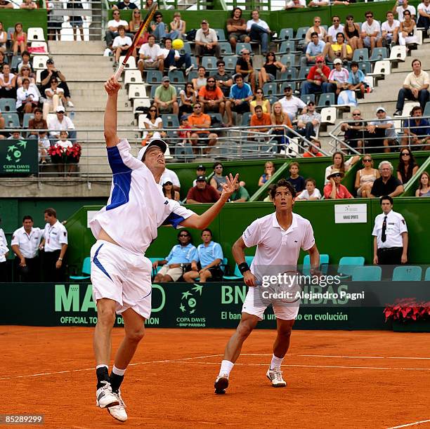 Rogier Wassen and Jesse Huta Galung of the Netherlands in action during their day 2 Davis Cup 2009 World Group match between the Netherlands and...